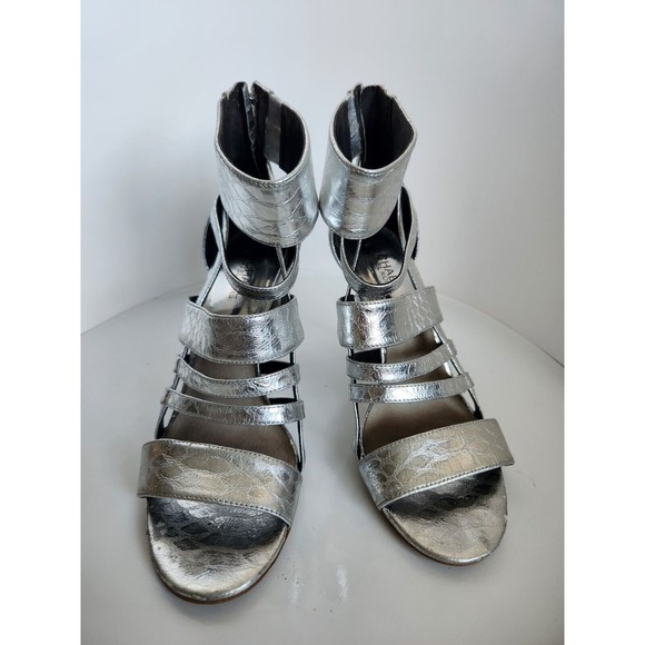 MICHAEL MICHAEL KORS Women's Shiloh Silver Snakeskin High Heels Size 8 *GUC* - Picture 3 of 6